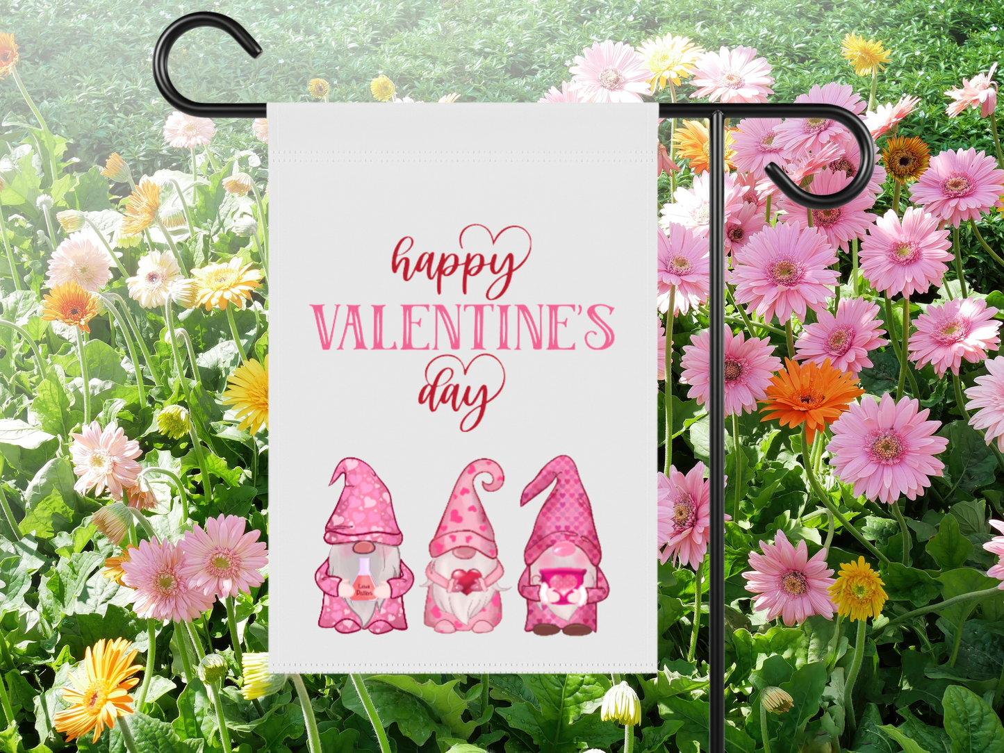 Happy Valentines Gnome Garden Flag