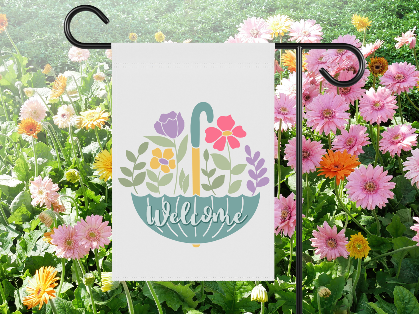 Welcome Umbrella Garden Flag