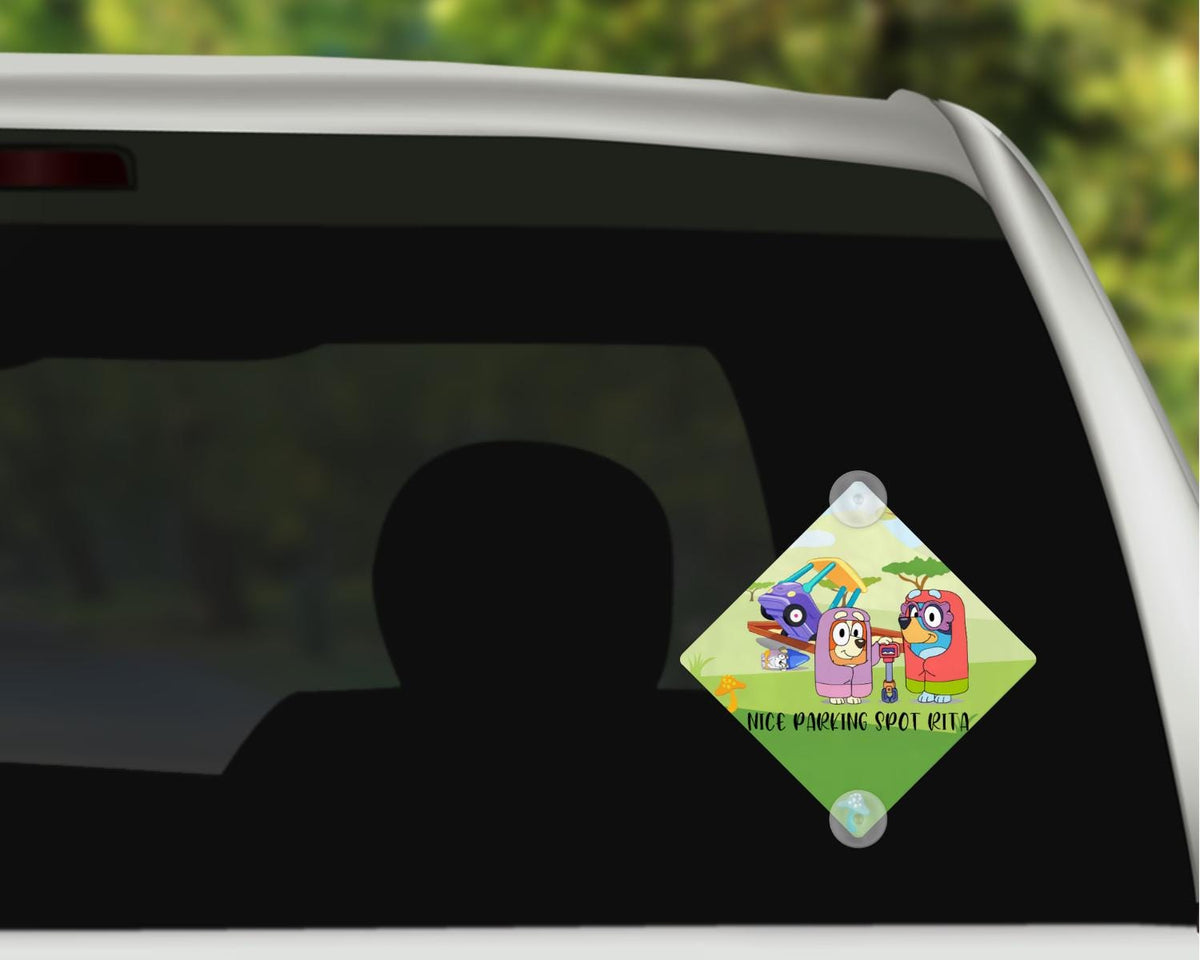Personalized Metal Car Window Sign – 6x6 Suction Cup Decor (Paws On Board)