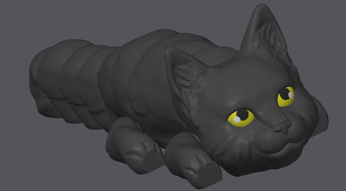 3D Printed Flexi Cat Fidget Toy – Articulated Desk Pet, Custom Colors