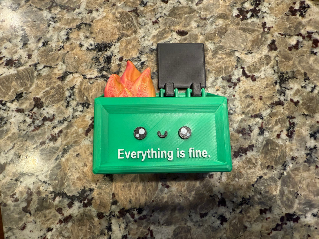 Everything Is Fine Dumpster Fire Desk Toy