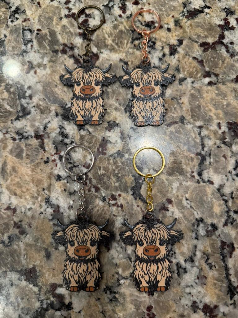 Highland Cow & Tea-Rex Keychains