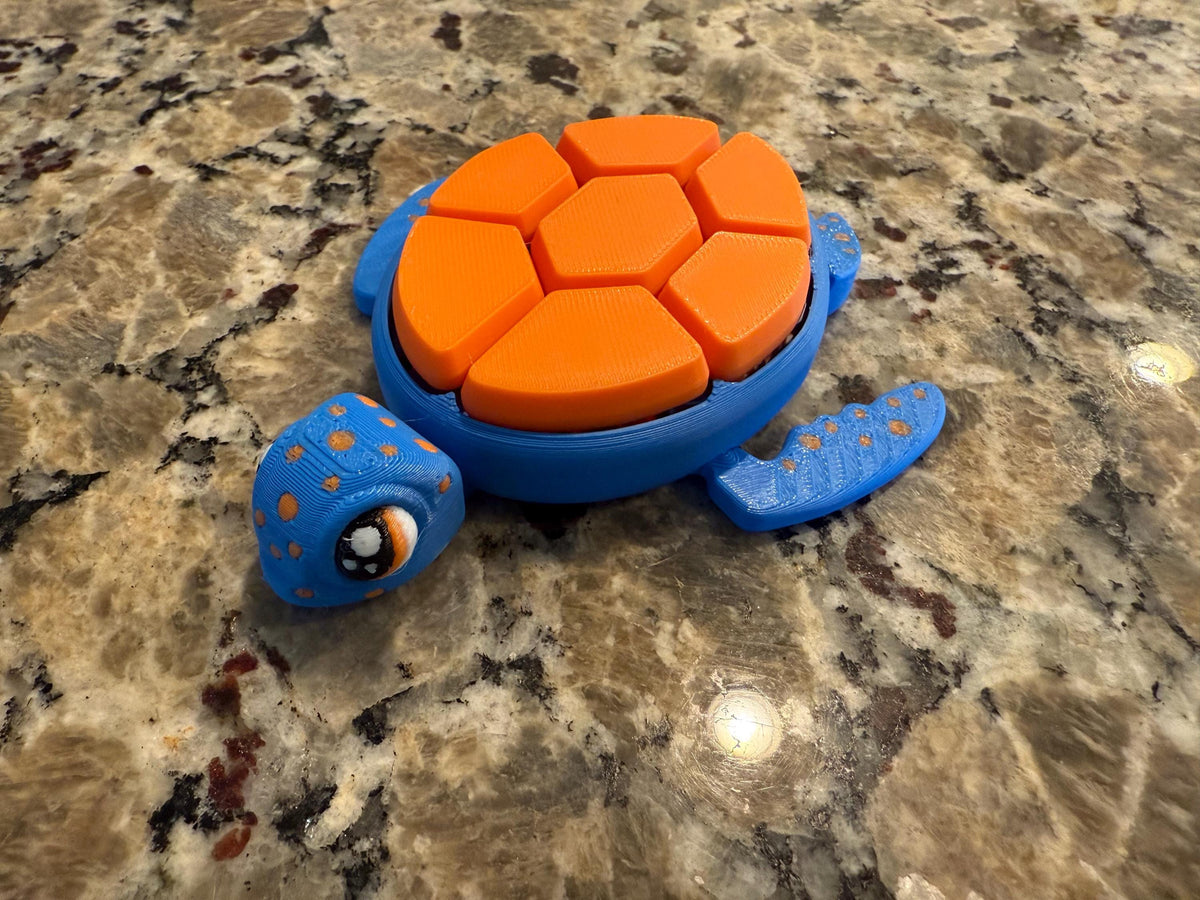Clicky Turtle Fidget Toy – 3D Printed Sensory Desk Toy with 7 Keyboard Switches