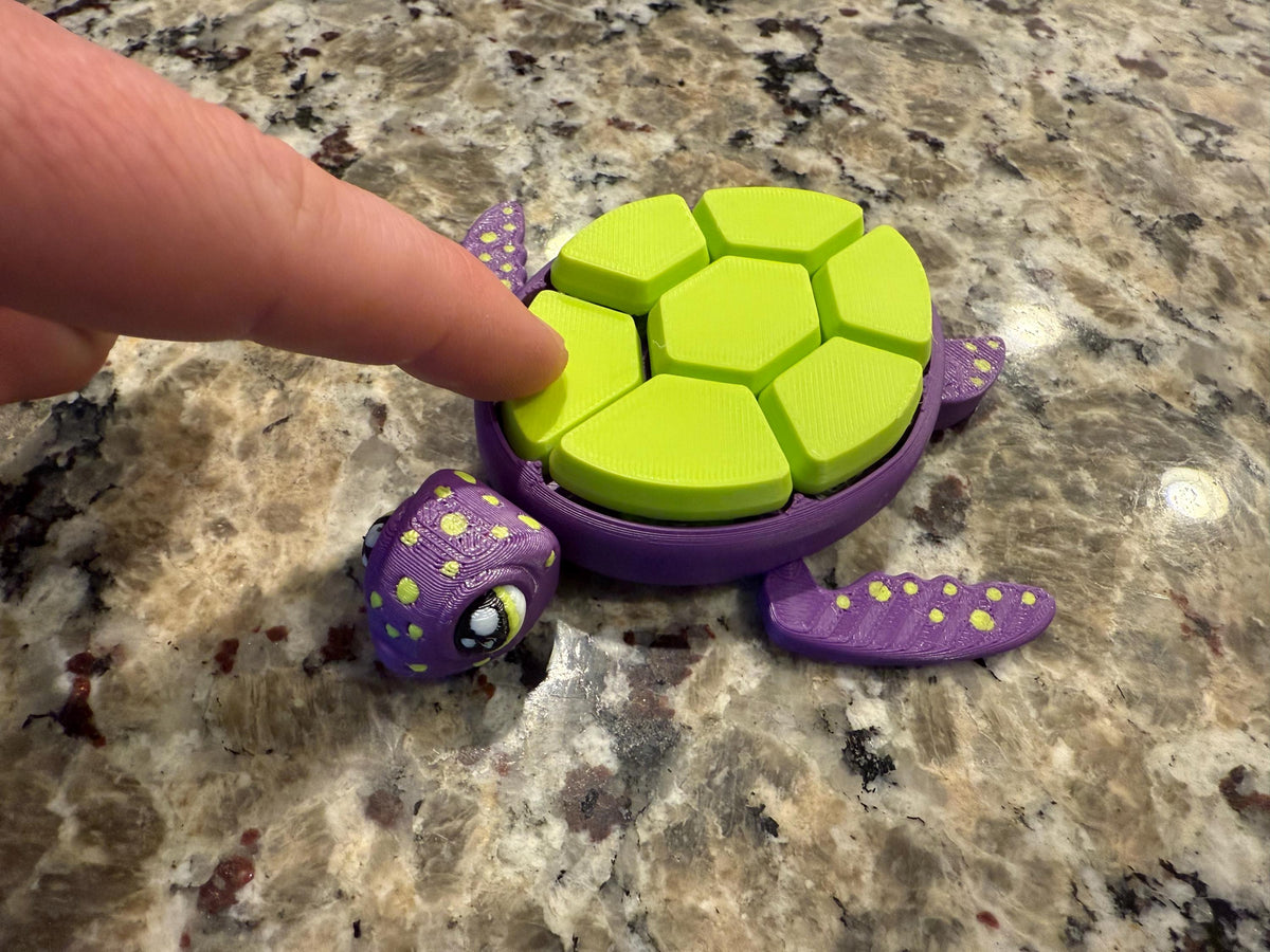 Clicky Turtle Fidget Toy – 3D Printed Sensory Desk Toy with 7 Keyboard Switches