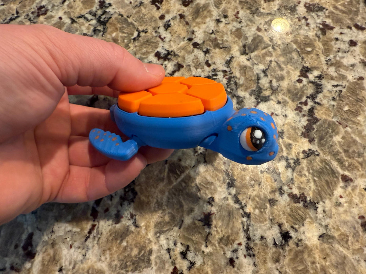 Clicky Turtle Fidget Toy – 3D Printed Sensory Desk Toy with 7 Keyboard Switches