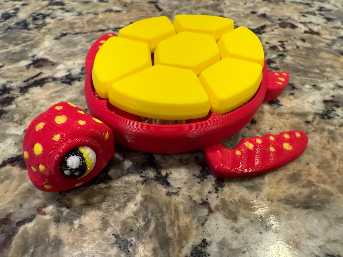 Clicky Turtle Fidget Toy – 3D Printed Sensory Desk Toy with 7 Keyboard Switches