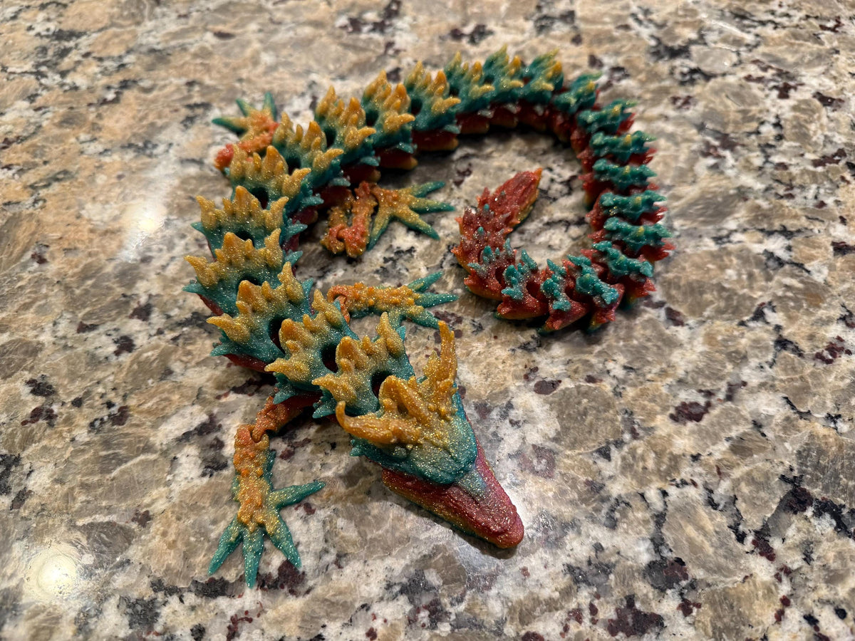 Medium Articulated Flexi Dragon Toy – 22 Inch 3D Printed Fantasy Fidget Gift