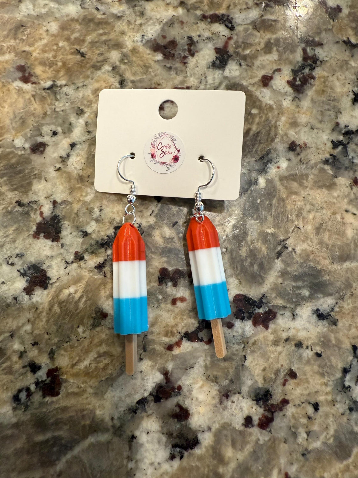 Rocket Pop Earrings – Red White Blue Summer Dangle, July 4th Patriotic Accessory