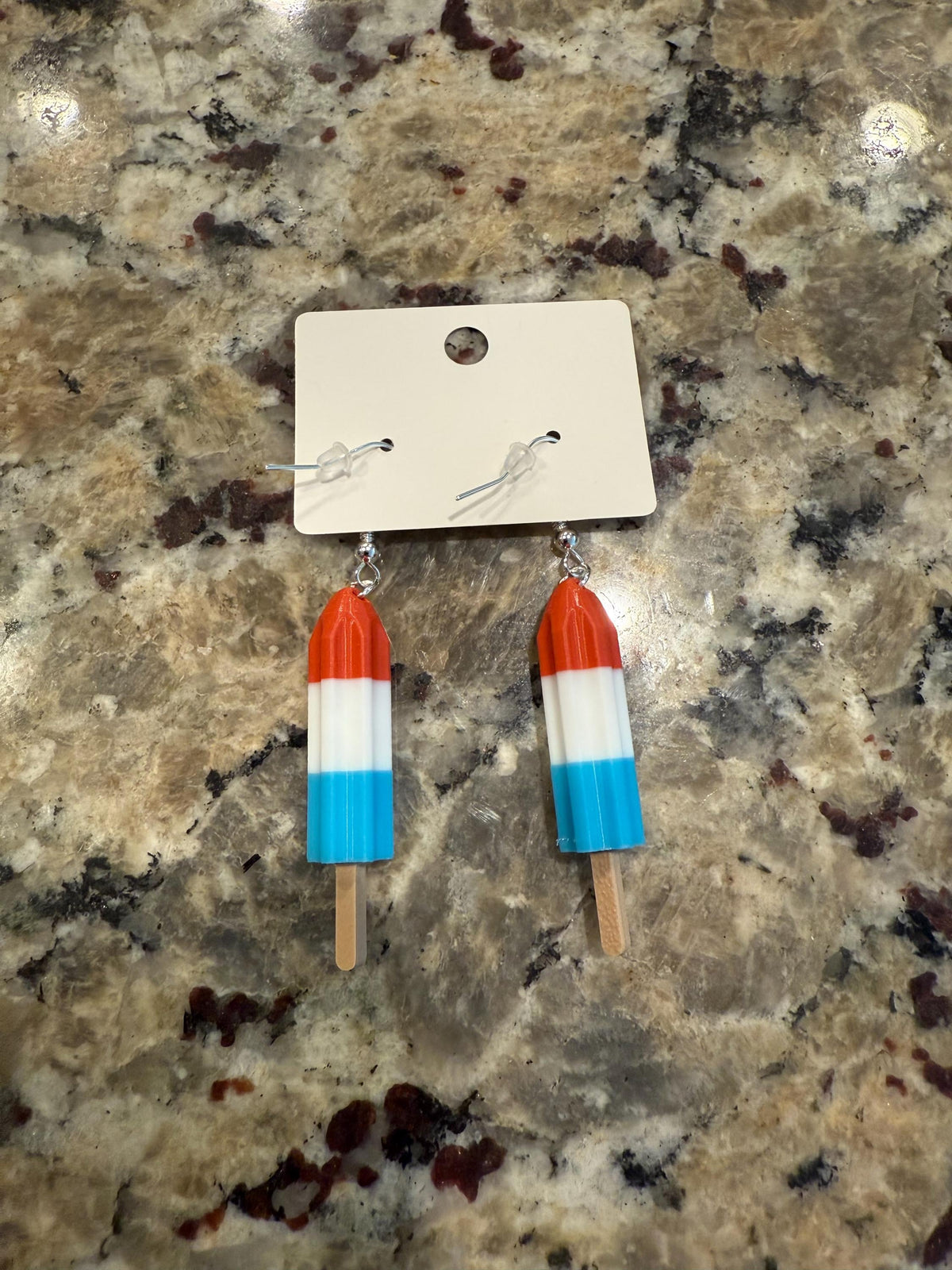 Rocket Pop Earrings – Red White Blue Summer Dangle, July 4th Patriotic Accessory