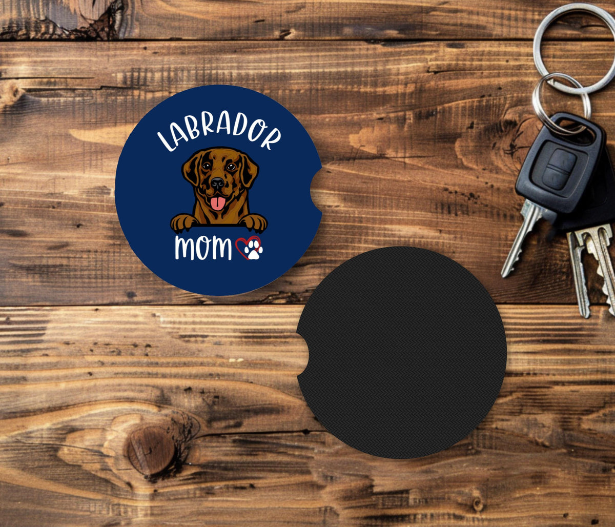 Fabric Car Coasters – Absorbent Cup Holder Set, Dog Breed Designs