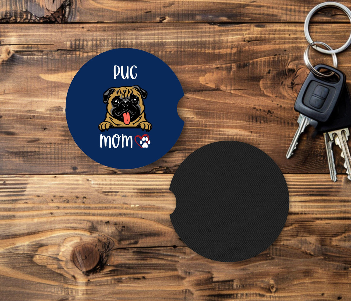 Fabric Car Coasters – Absorbent Cup Holder Set, Dog Breed Designs