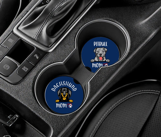 Dog Mom Fabric Car Coasters: Absorbent Cup Holder Decor