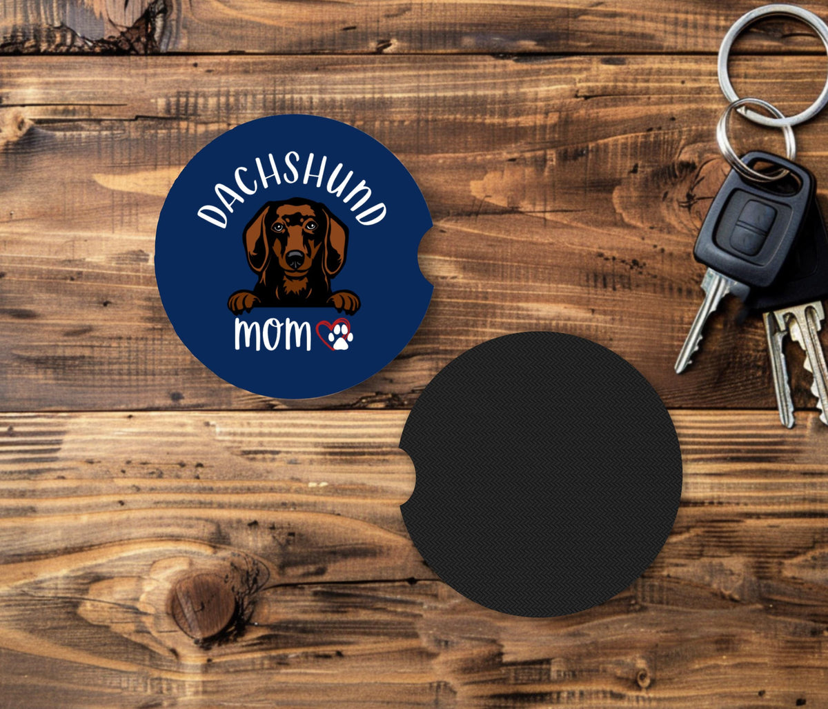 Fabric Car Coasters – Absorbent Cup Holder Set, Dog Breed Designs