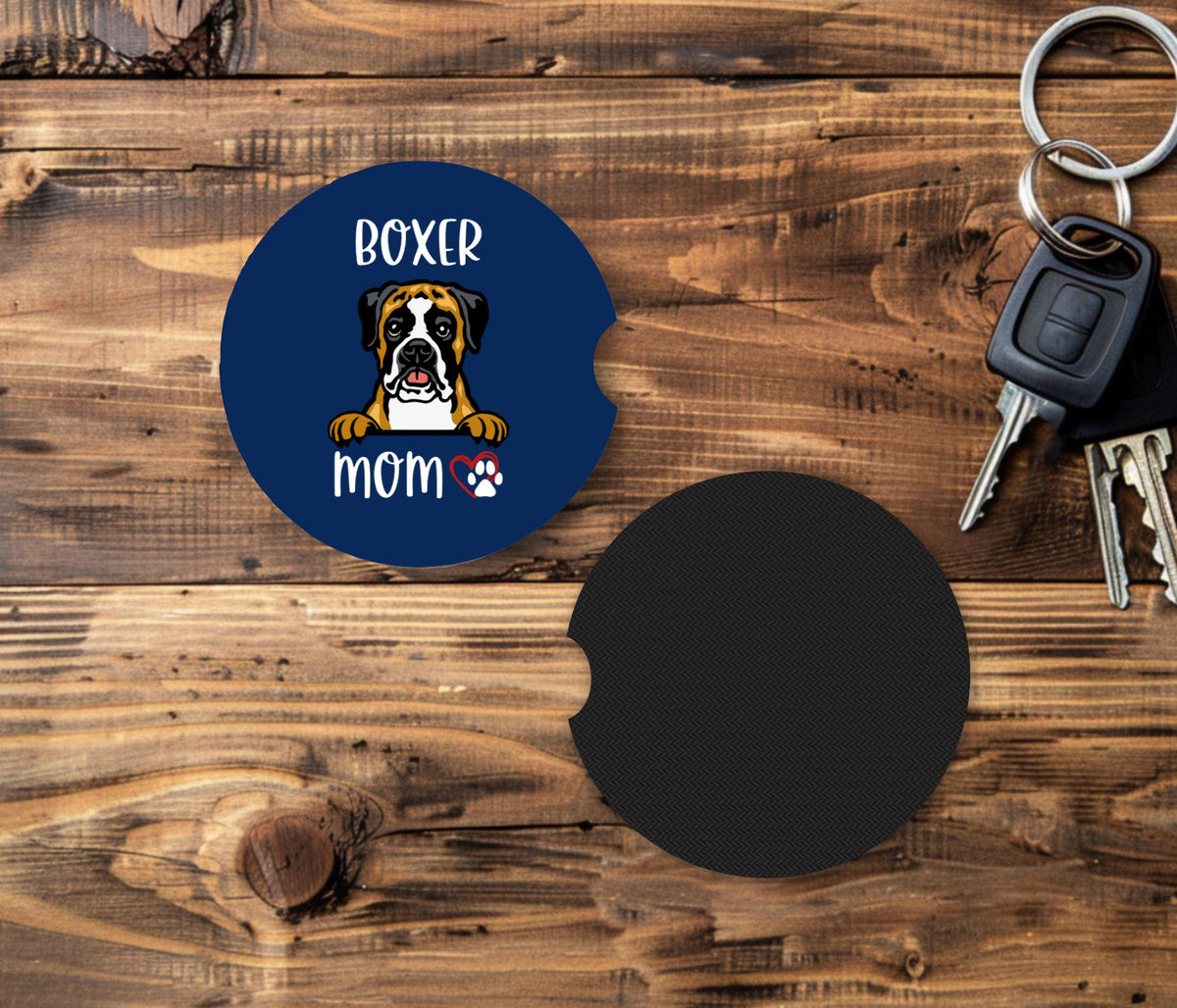 Fabric Car Coasters – Absorbent Cup Holder Set, Dog Breed Designs