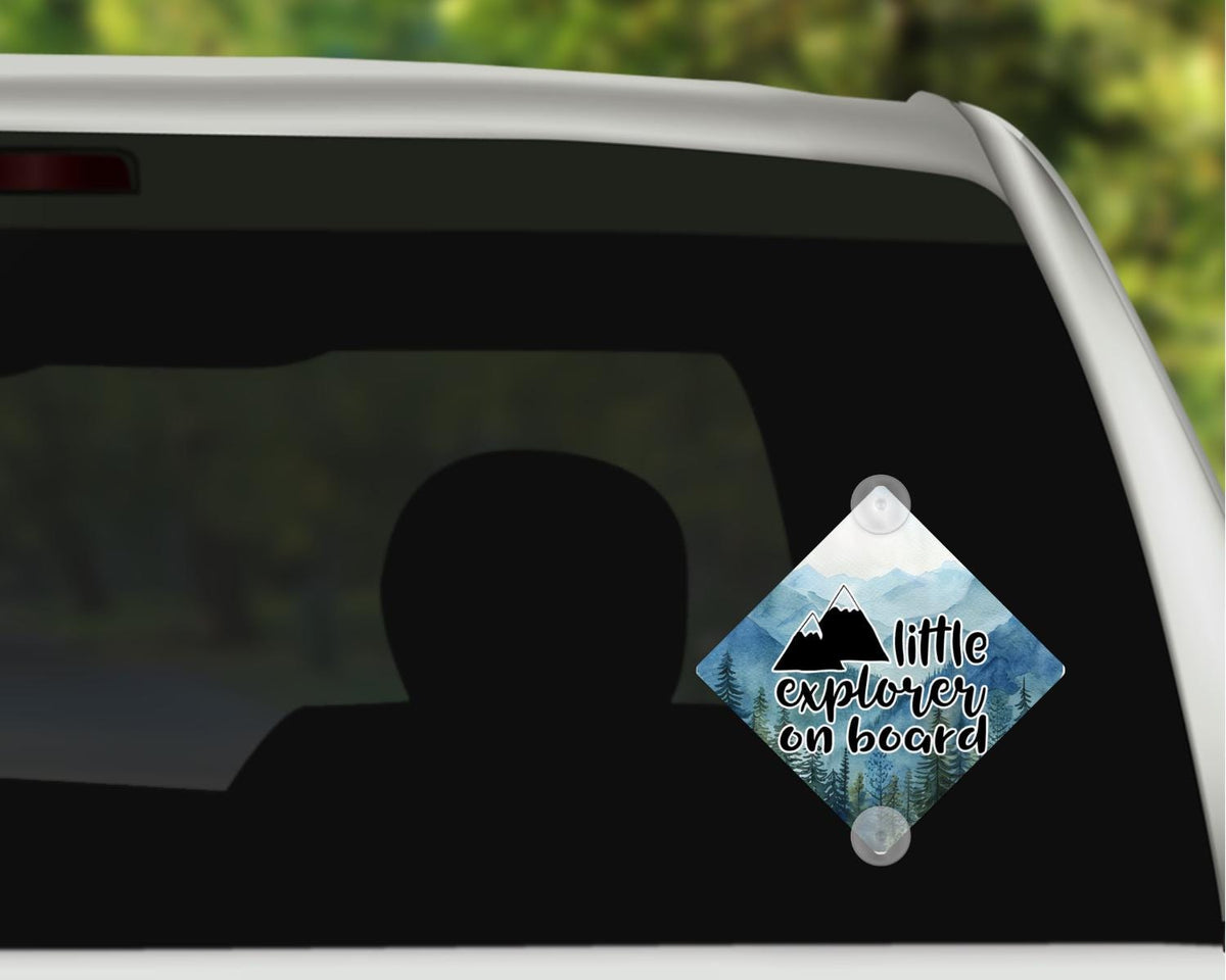 Personalized Metal Car Window Sign – 6x6 Suction Cup Decor (Paws On Board)