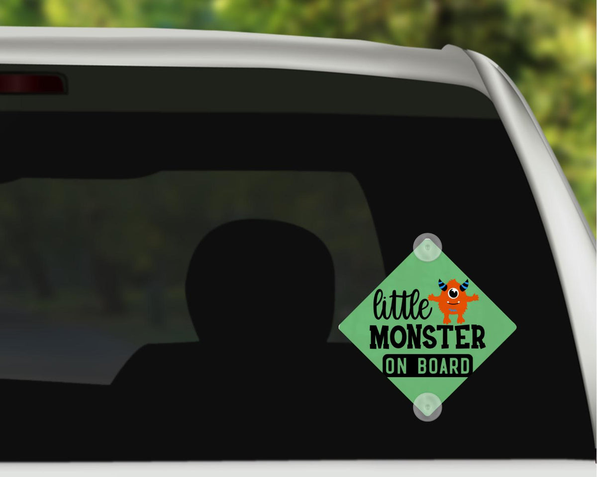 Personalized Metal Car Window Sign – 6x6 Suction Cup Decor (Paws On Board)