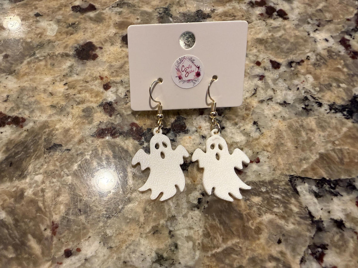 White Ghost Dangle Earrings