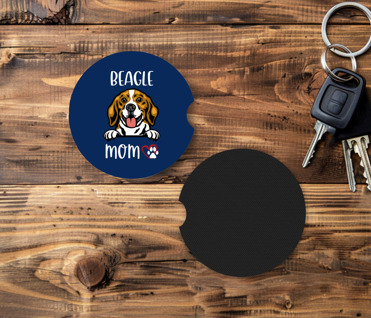 Fabric Car Coasters – Absorbent Cup Holder Set, Dog Breed Designs