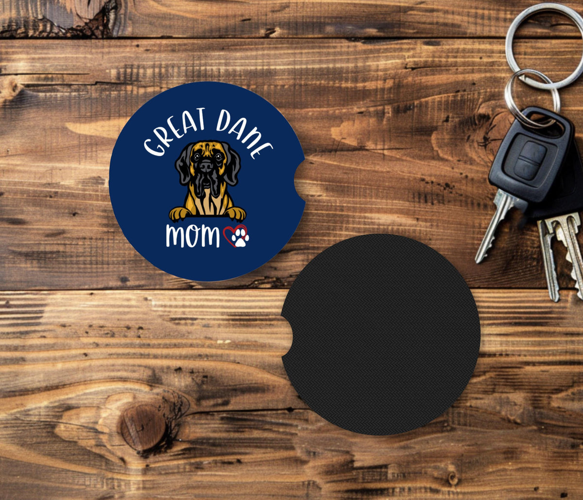 Fabric Car Coasters – Absorbent Cup Holder Set, Dog Breed Designs
