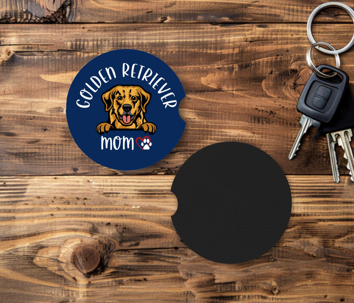 Fabric Car Coasters – Absorbent Cup Holder Set, Dog Breed Designs