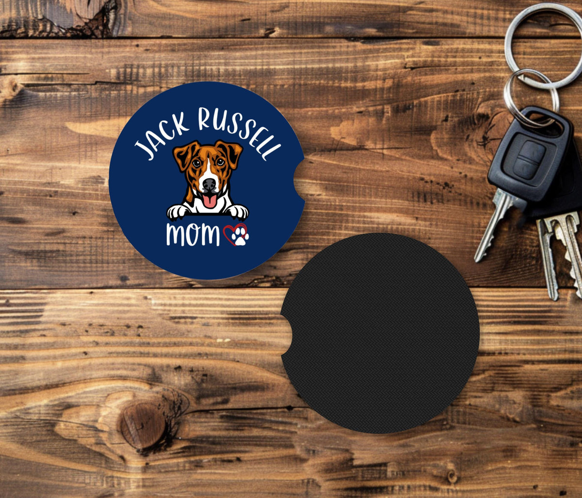 Fabric Car Coasters – Absorbent Cup Holder Set, Dog Breed Designs