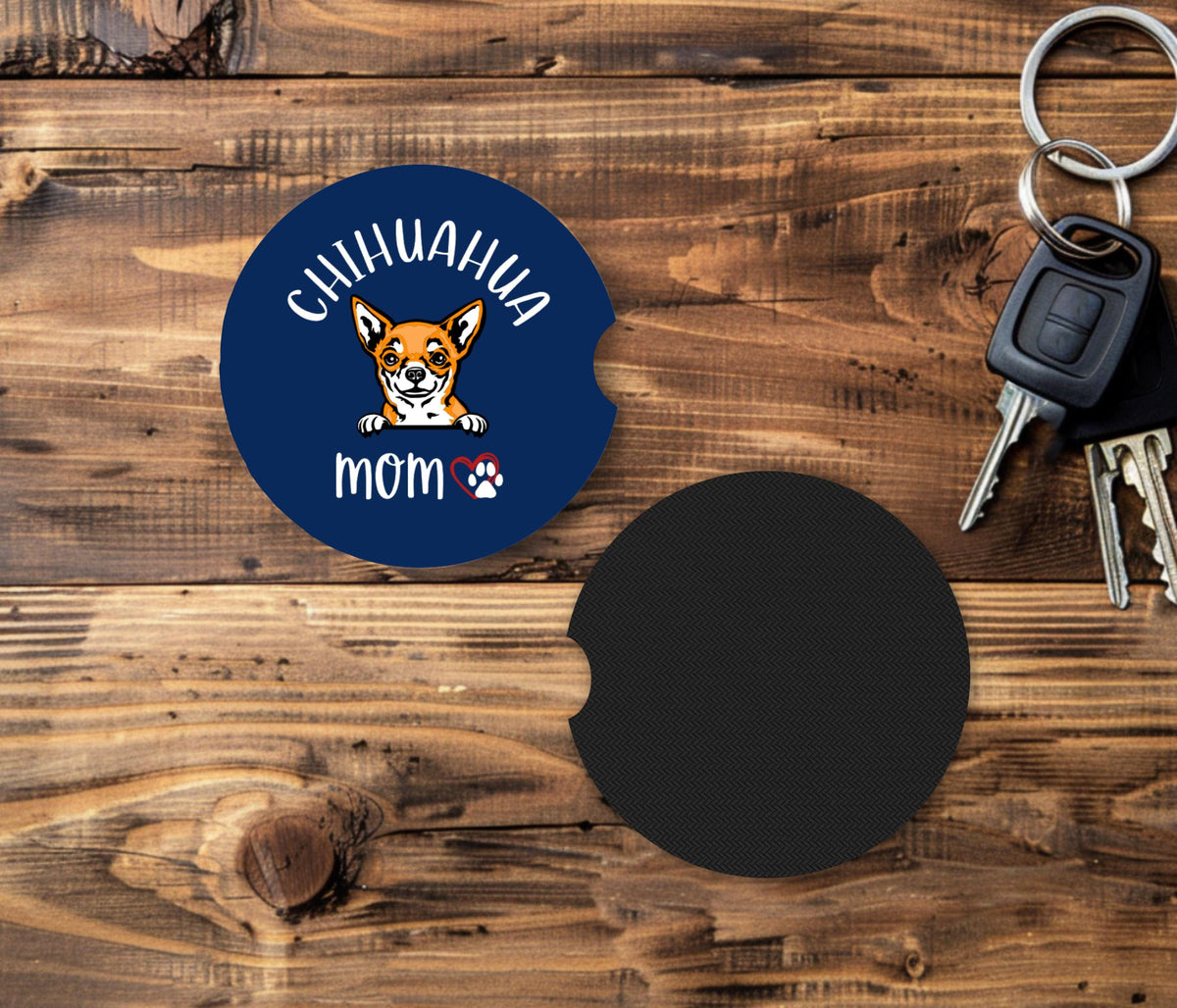 Fabric Car Coasters – Absorbent Cup Holder Set, Dog Breed Designs