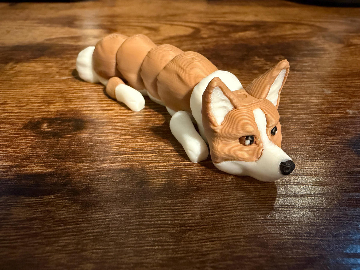 3D Printed Flexi Dog Fidget Toy – Articulated Desk Pet, Custom Breed Colors