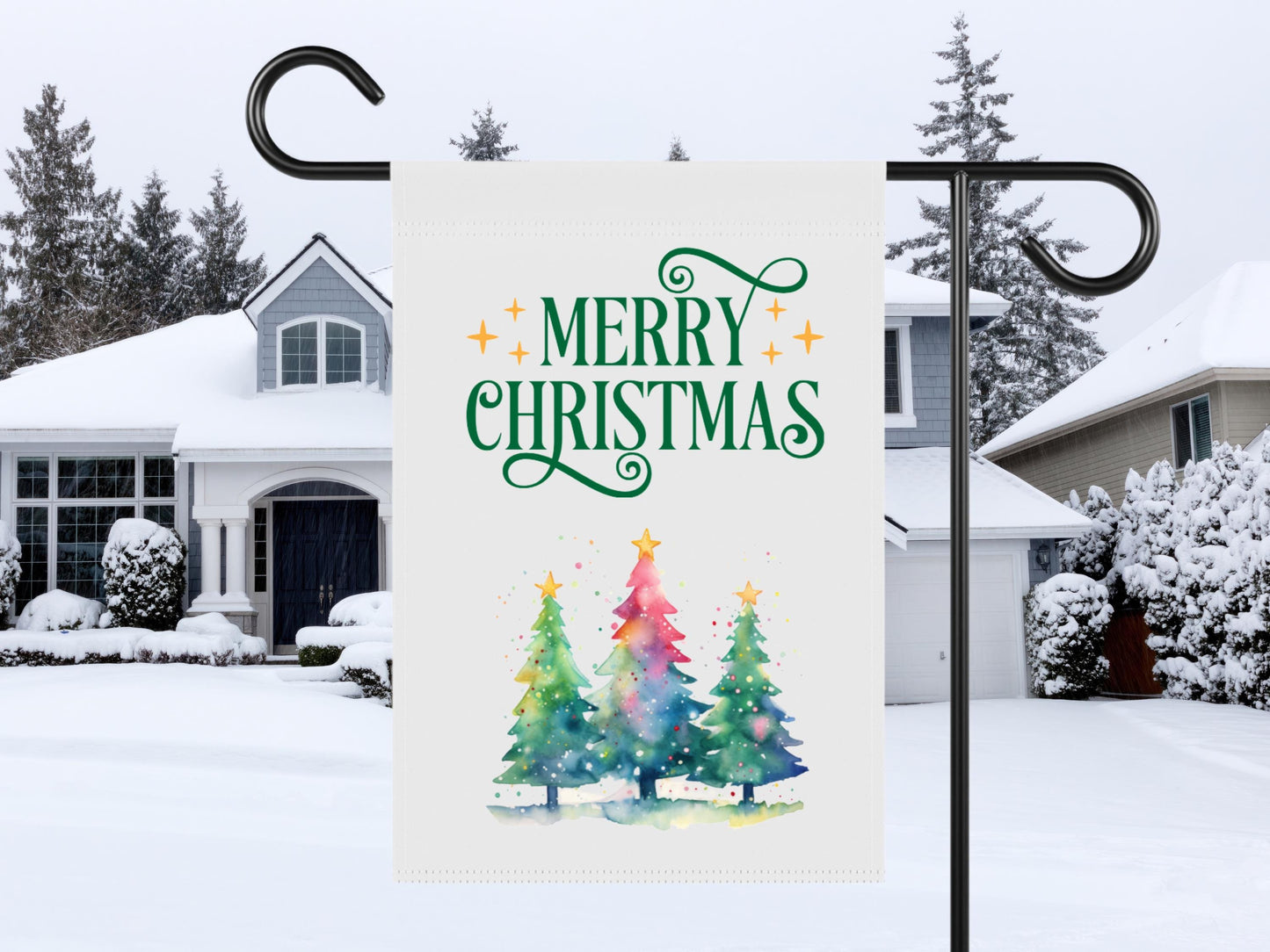 Christmas, winter, and snow garden flags! Polyester 12x18 size