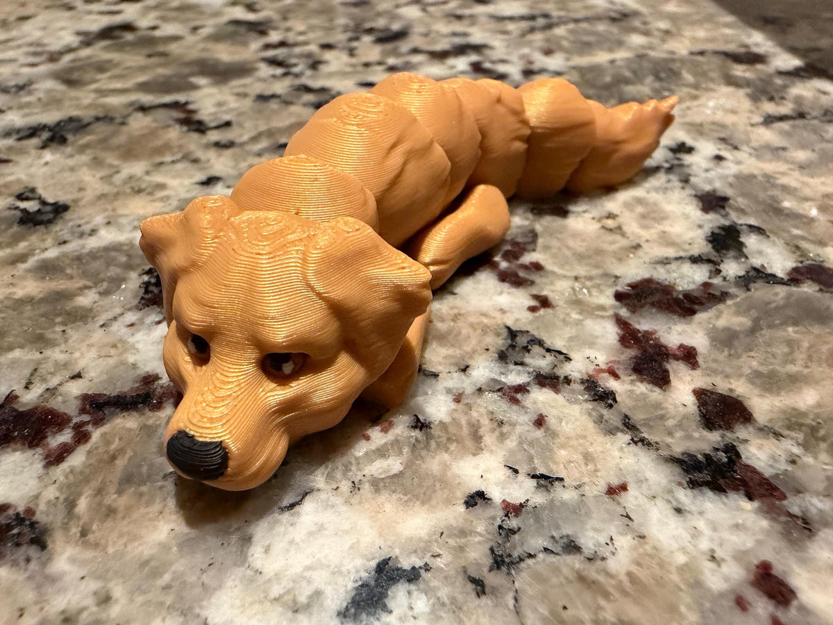 3D Printed Flexi Dog Fidget Toy – Articulated Desk Pet, Custom Breed Colors