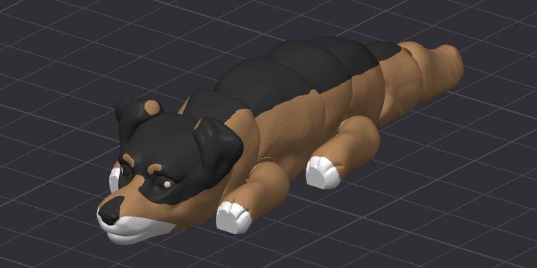 3D Printed Flexi Dog Fidget Toy – Articulated Desk Pet, Custom Breed Colors