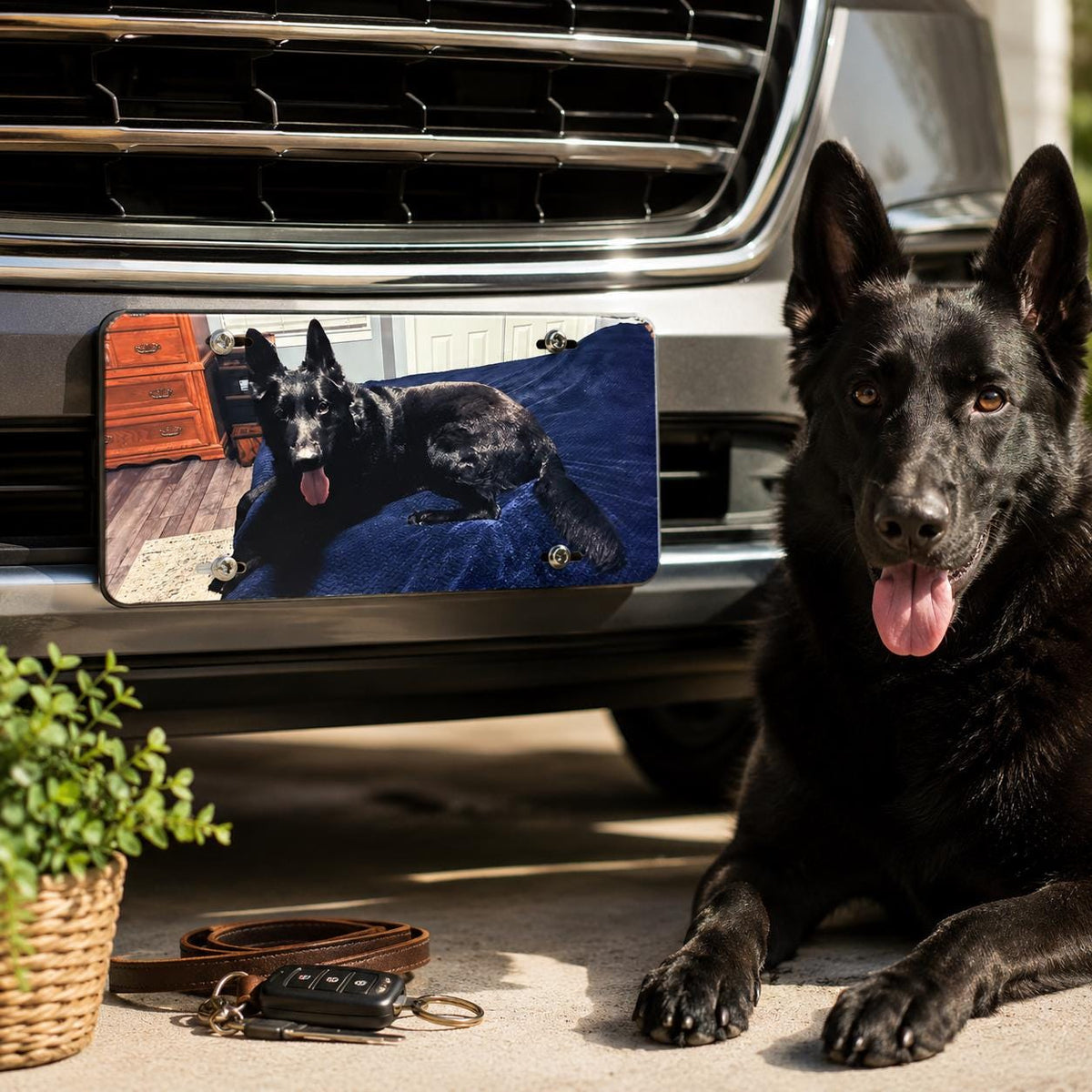 Custom Pet Photo License Plate – Personalized Metal Car Tag, Dog Memorial Gift