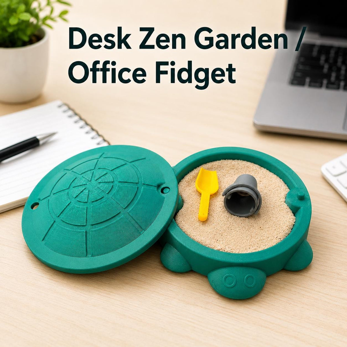 Mini Turtle Sandbox with Kinetic Sand, Desk Zen Garden Fidget Toy