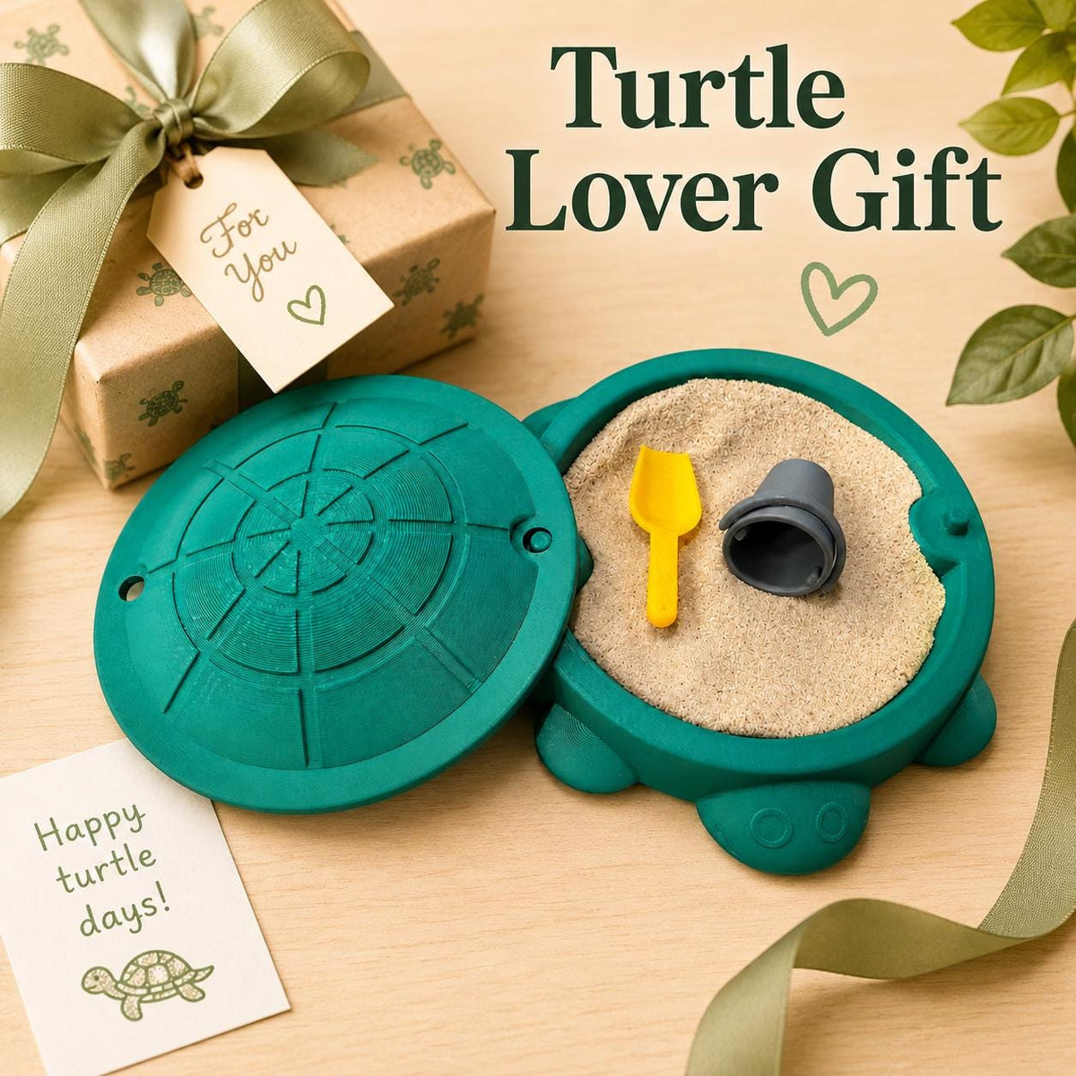 Mini Turtle Sandbox with Kinetic Sand, Desk Zen Garden Fidget Toy