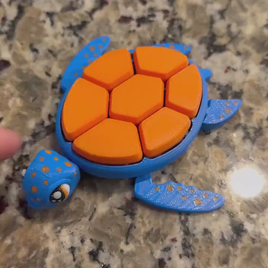 Clicky Turtle Fidget Toy – 3D Printed Sensory Desk Toy with 7 Keyboard Switches