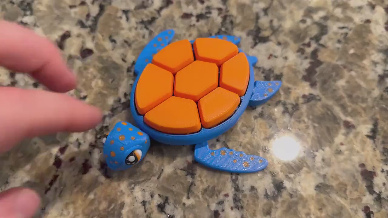 Clicky Turtle Fidget Toy – 3D Printed Sensory Desk Toy with 7 Keyboard Switches