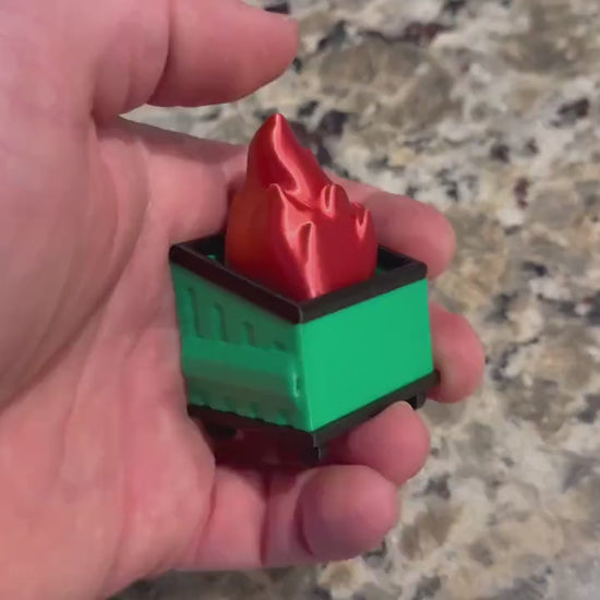 Clicky Dumpster Fire Fidget Toy – 3D Printed Office Desk Toy with Keyboard Switch