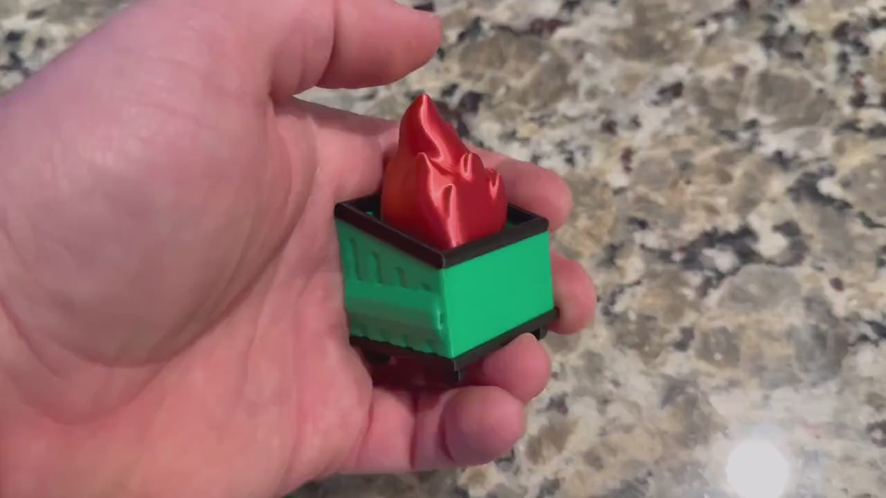 Clicky Dumpster Fire Fidget Toy – 3D Printed Office Desk Toy with Keyboard Switch