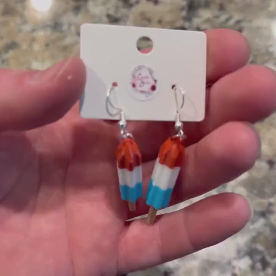 Rocket Pop Earrings – Red White Blue Summer Dangle, July 4th Patriotic Accessory