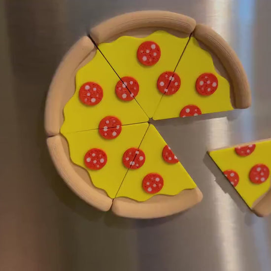 Pepperoni Pizza Magnets – 6 Piece 3D Printed Fridge Magnet Set, Funny Food Gift