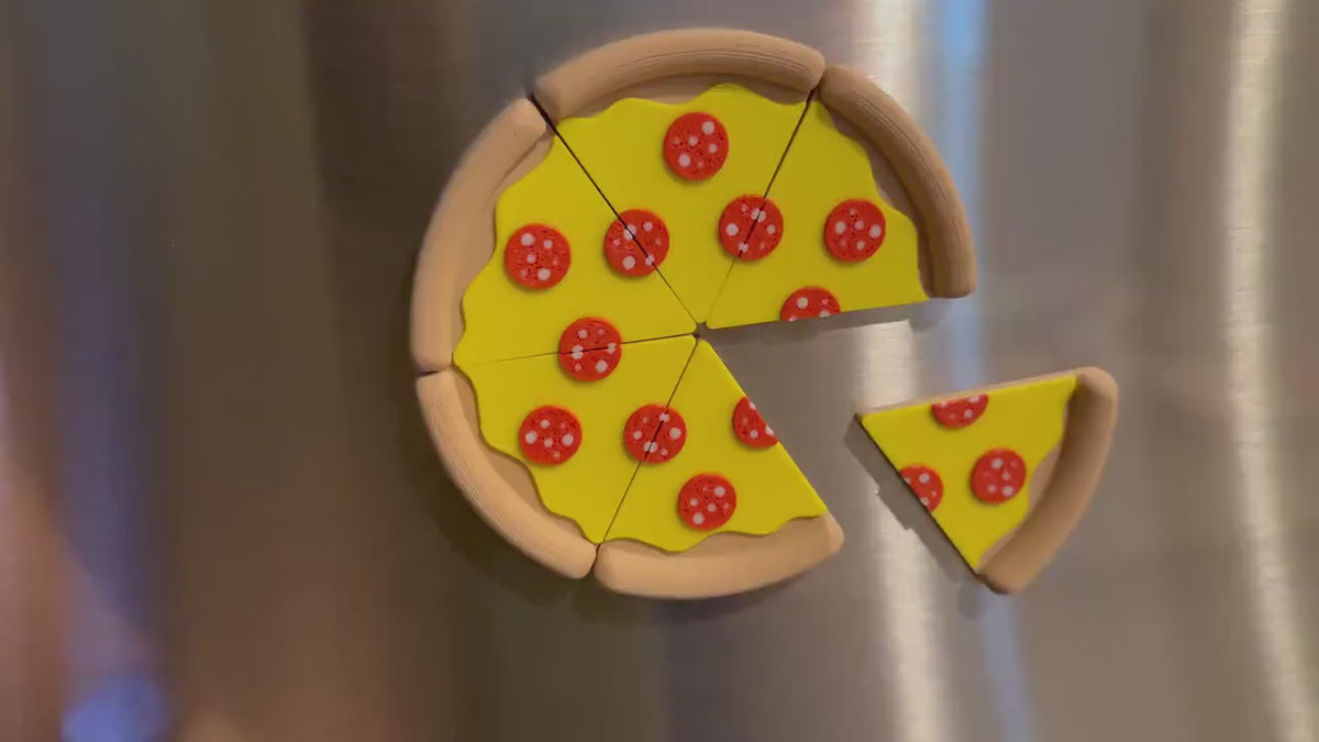 Pepperoni Pizza Magnets – 6 Piece 3D Printed Fridge Magnet Set, Funny Food Gift