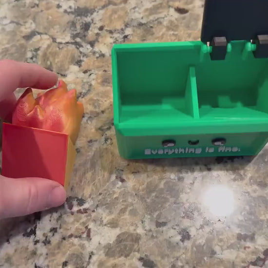 3D Printed Dumpster Fire Desk Toy – Everything Is Fine Office Gift with Storage