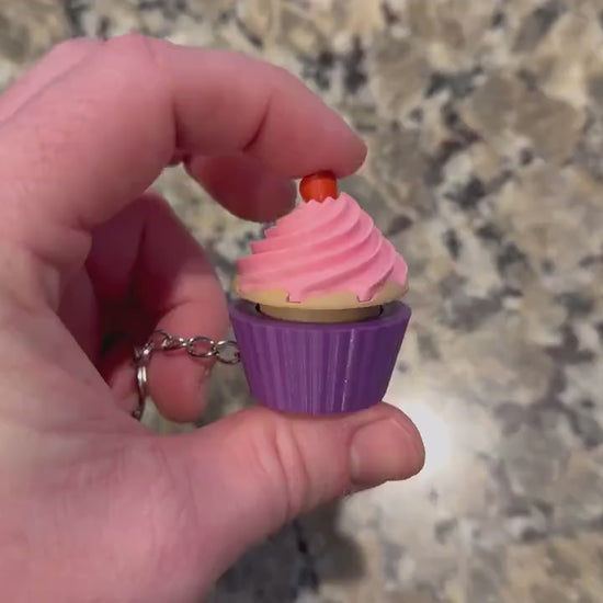 3D Printed Cupcake Clicker Keychain – Keyboard Switch Desk Toy