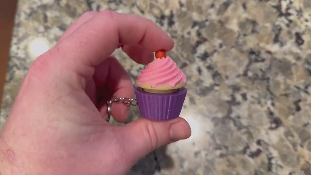 3D Printed Cupcake Clicker Keychain – Keyboard Switch Desk Toy